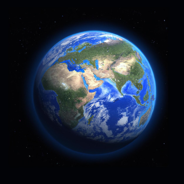 Foto terra no espaço planeta terra do espaço à noite renderização 3d
