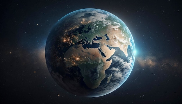 Terra no espaço Renderização 3D fotorrealista do planeta Generative Ai