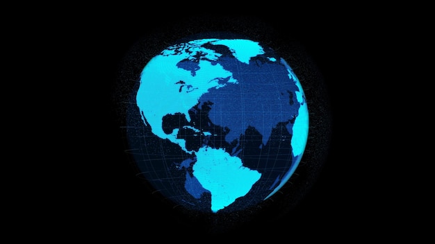 Terra orbital digital 3D no ciberespaço mostrando o conceito de tecnologia de rede
