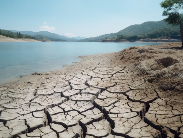 Terra seca na europa conceito de seca mudança climática geradora de IA