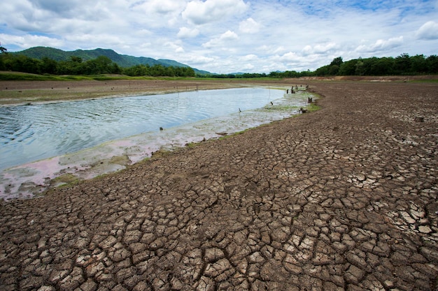 Terra seca rachada sem fundo de água