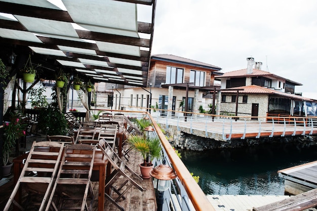 Terraço da casa no porto Nesebar Bulgária