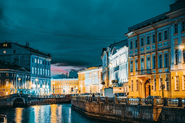 Terraplén de Moika, río en San Petersburgo. Rusia.