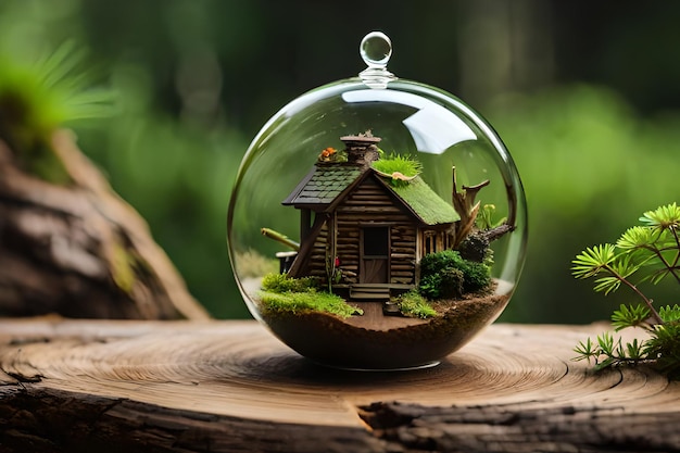 terrário em miniatura em um frasco de vidro arte vegetal natural