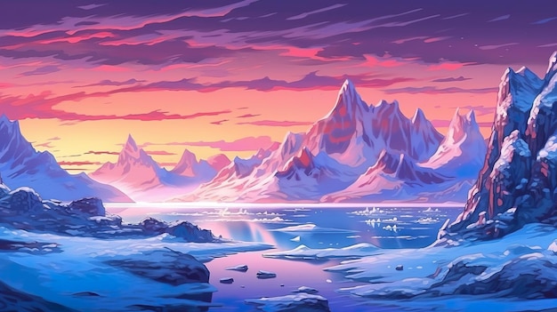 Terras de fundo abstrato de neve eterna Ilustração impressionante em um design de banner capturando a natureza serena e encantadora de uma terra coberta de neve eterna Generative AI