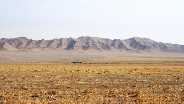 Terras desertas e montanhas e estepes