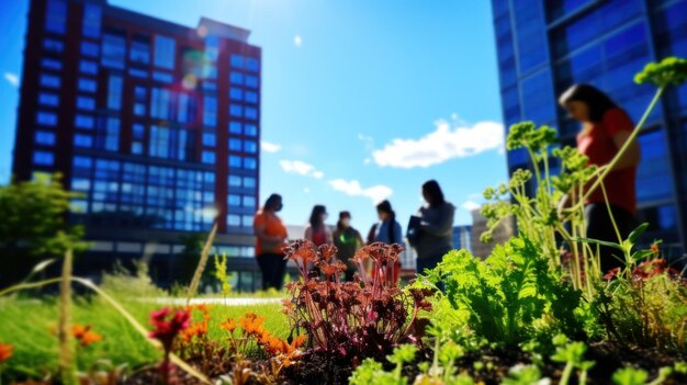 Terrasse eines Gebäudes für ökologische Landwirtschaft