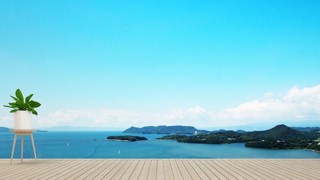 Terrasse oder Balkon im Hotel oder Eigentumswohnung mit Blick auf die Insel