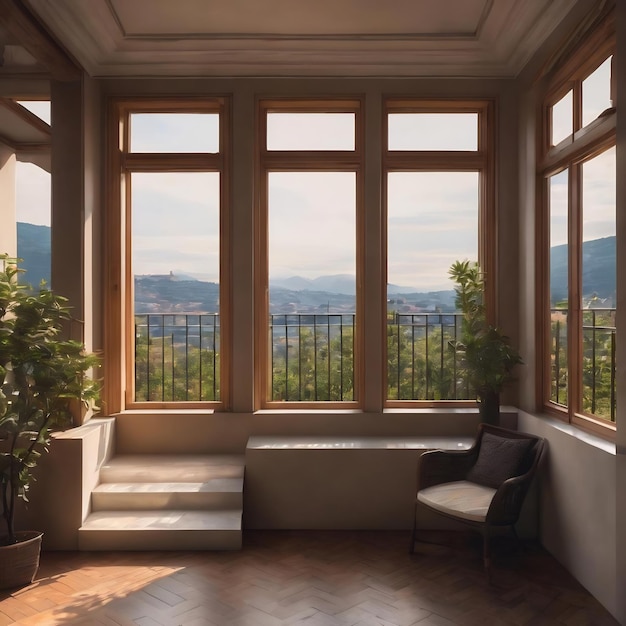 Terraza borrosa con ventana