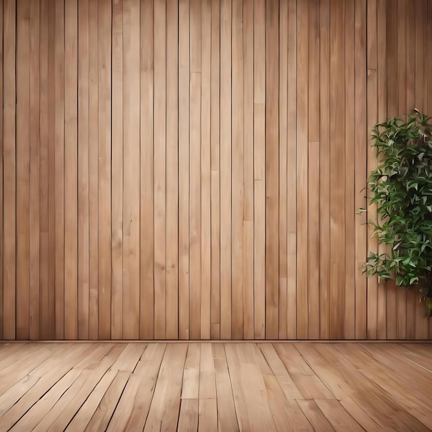 Terraza de madera vacía con fondo blanco como plantilla de escenario para su vitrina