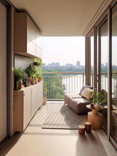 Terraza con vistas en un amplio apartamento IA generativa