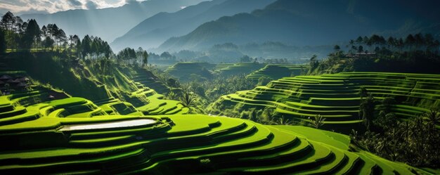 Terrazas de arroz Jatiluwih en Bali, Indonesia Generativo ai