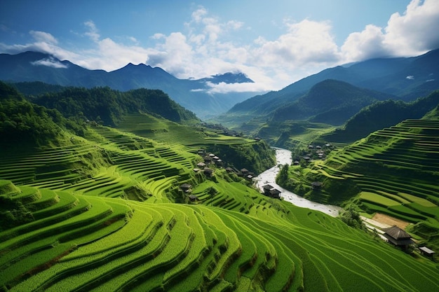 Terrazas de arroz en las montañas
