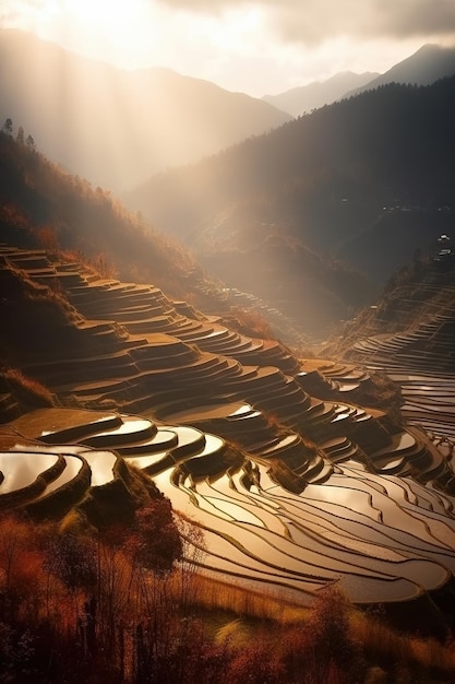 Terrazas de tierras de cultivo de Yuanyang generadas por inteligencia artificial