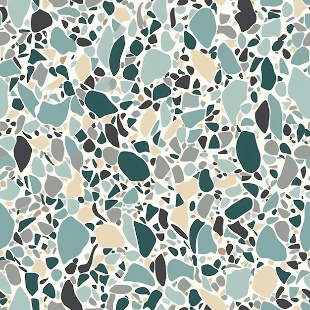 Terrazzo-Bodentextur im venezianischen Stil in kühlen Farben als nahtlose Muster-KI-Generierung
