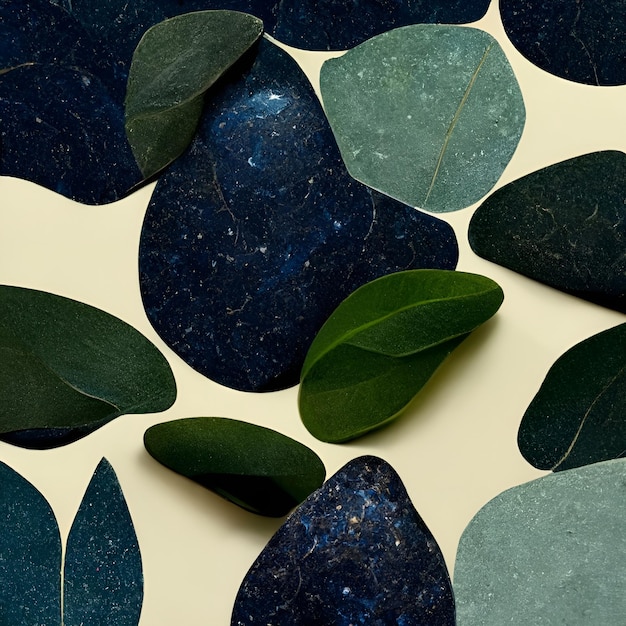 Terrazzo de fundo azul com verde desordenado