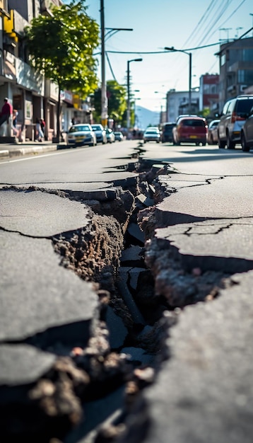 Terremoto quebrou rua na cidade