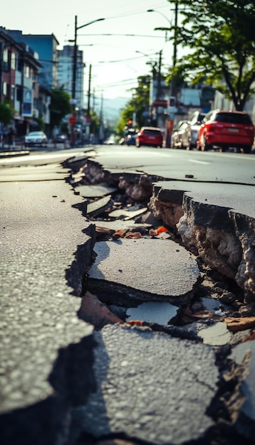 Terremoto quebrou rua na cidade