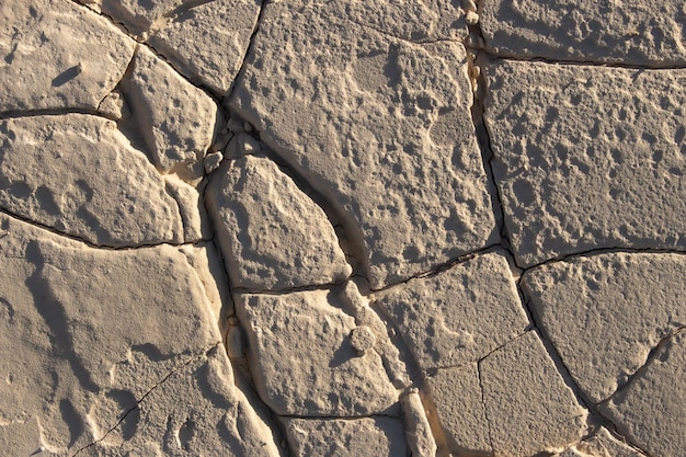 Terreno arido por sequia, suelo de arcilla cuarteado