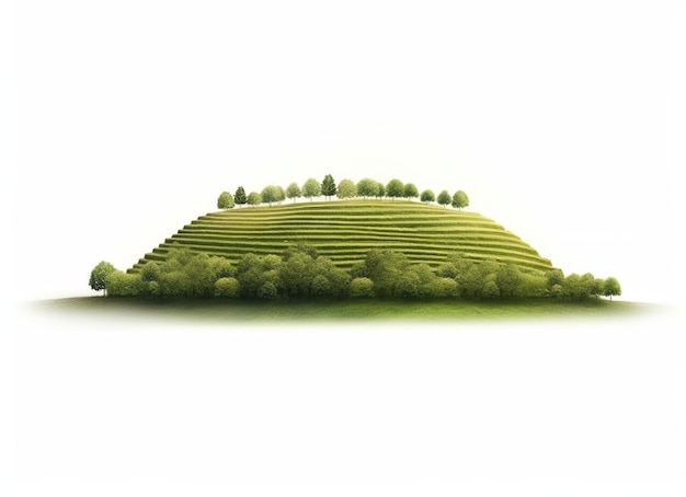 Terreno con campo de hierba y árboles Composición Isla flotante con hierba verde y árboles
