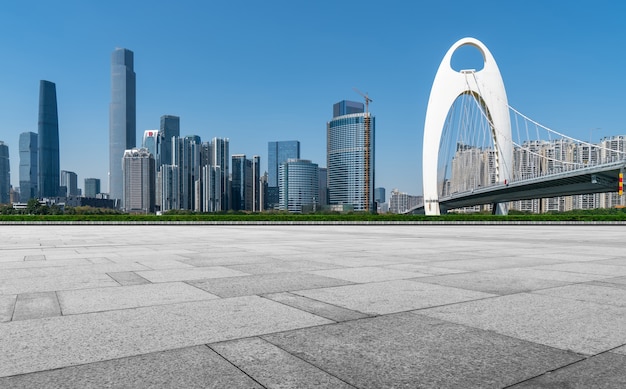 Terreno de carretera y horizonte de paisaje arquitectónico moderno de la ciudad china