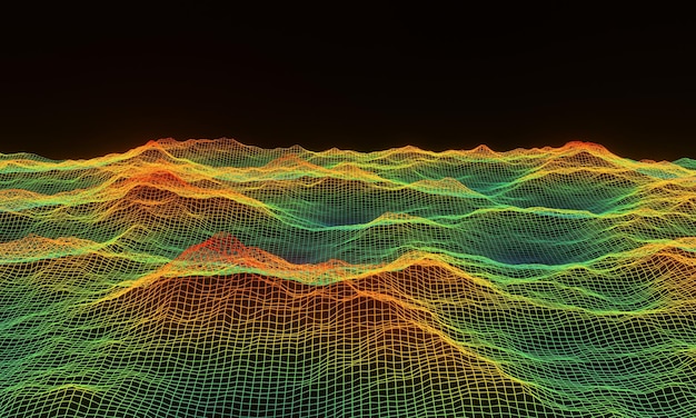 Terreno de grade de néon gradiente Dados gerados científicos