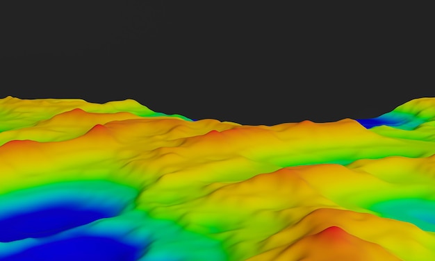 Terreno topográfico de gradiente renderizado en 3D Montaña batimétrica