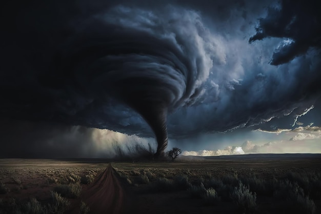 un terrible tornado sobre la estepa