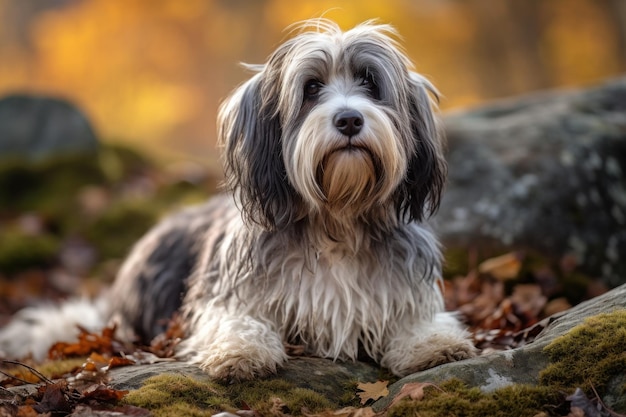 terrier tibetano al aire libre en la naturaleza