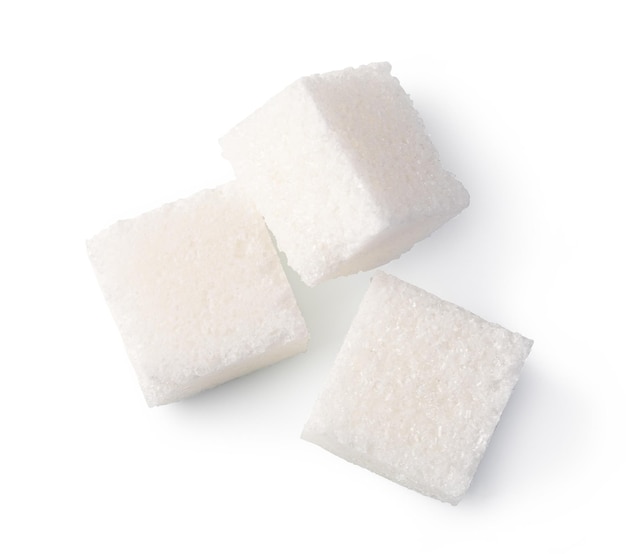 Foto terrones de azúcar blanco