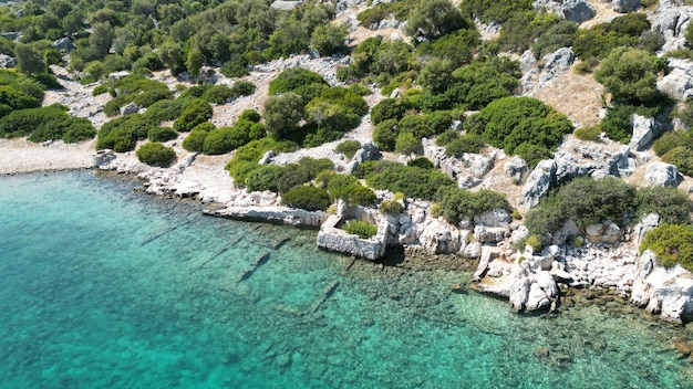 Tersana Bay, wo sich historische Werftruinen befinden. Simena, Kekova, Demre, Antalya, Türkei.