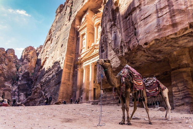 Foto el tesoro en la ciudad de petra