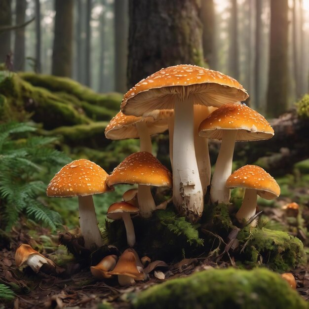 Foto tesoros del bosque explorando la belleza natural y las maravillas culinarias de los hongos silvestres