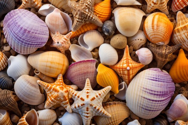 Tesoros de conchas marinas en exhibición Animales marinos imagenes