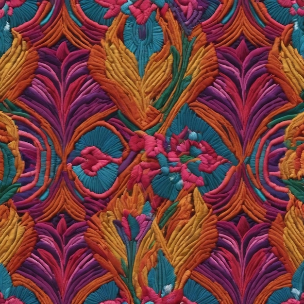 Tesouro de design abstrato bordado padrão sem costura repetindo pano de fundo têxtil ilustração 3d