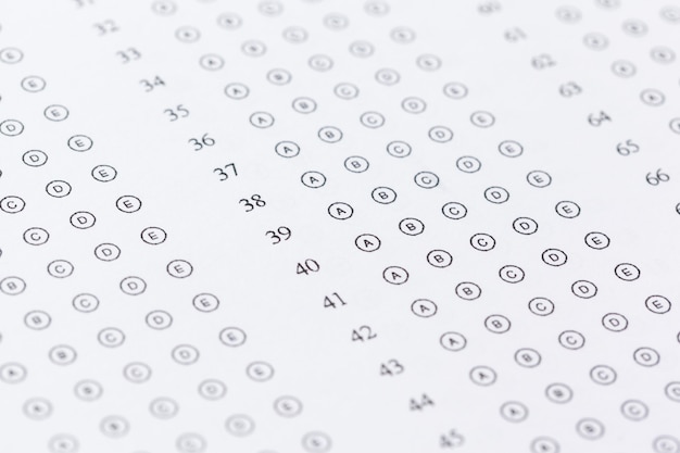 Test Score Sheet mit Antworten