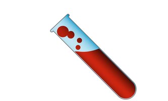 Teste de tubo de vidro isolado com sangue