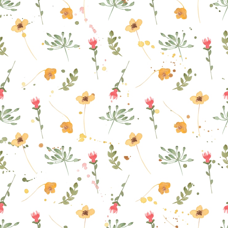 Foto teste padrão floral flores silvestres em aquarela, papel de parede delicada flor com flores do campo