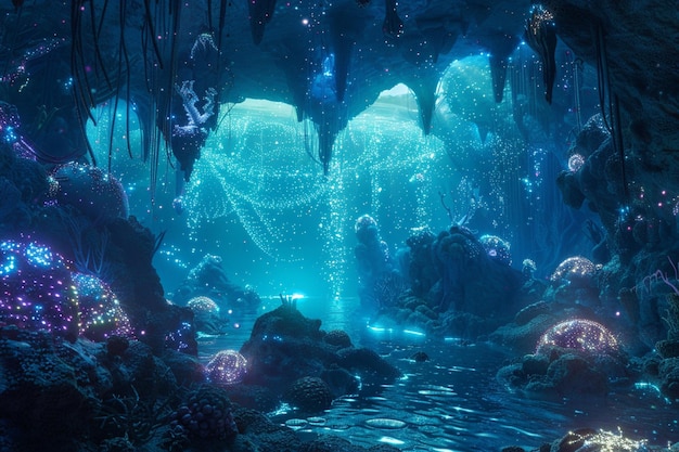 Testemunha da beleza etérea de uma surreal underwater generative ai