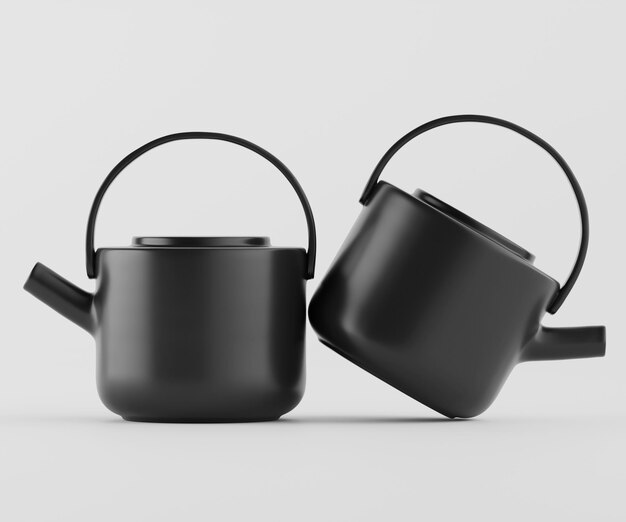 teteras negras mates elegantes en un entorno de estudio para uso en el hogar y la cocina