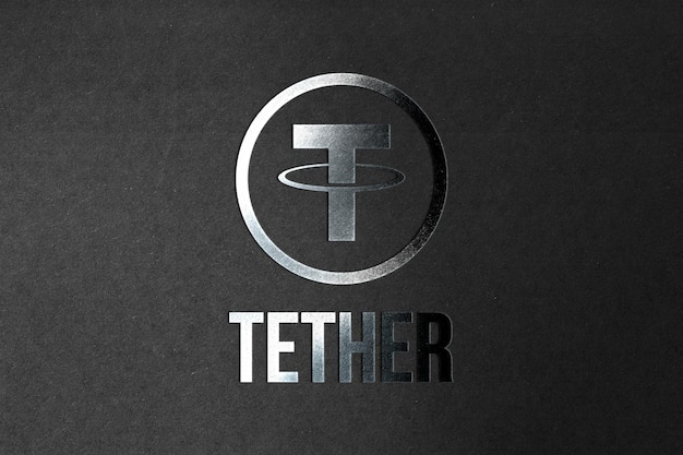 Tether-Coin-Kryptowährung und modernes BankkonzeptFotorealistisches Erscheinungsbild im Silberstil