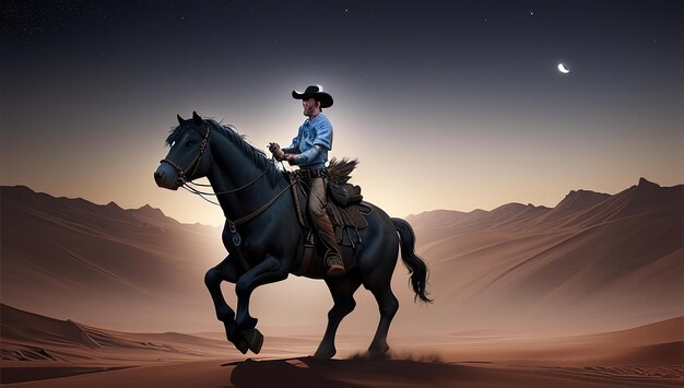 Texas Dunkler Hintergrund Cowboy Hintergrund ein Mann reitet auf einem Pferd Poster Krieger und tapfere Männer