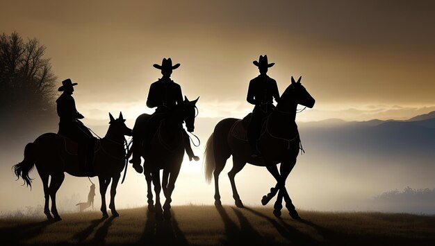 Foto texas fondo oscuro temprano en la mañana vaquero fondo oscuro vaquero montando caballo