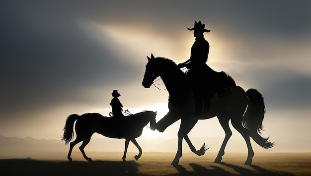 Texas fundo escuro fundo cowboy antigo edifício da cidade ocidental homem montado em cima de um cavalo