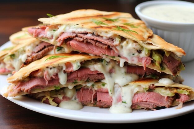 Foto texmex corned beef quesadillas mit russischem dres