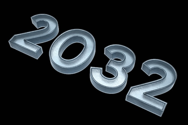 Text 2023 blaue Farbe 3D-Illustration rendern. 2023 Nummerntext 3d mit schwarzem, isoliertem Hintergrund