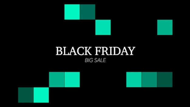 Text Black Friday auf Mode- und Minimalismushintergrund mit geometrischen grünen Quadraten