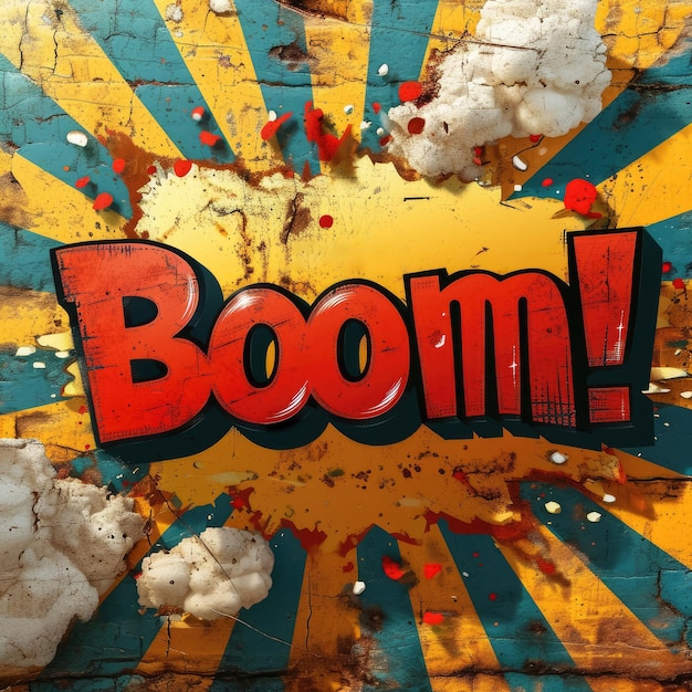 Text-Effekt Boom Wort-Boom Design Grafikstil