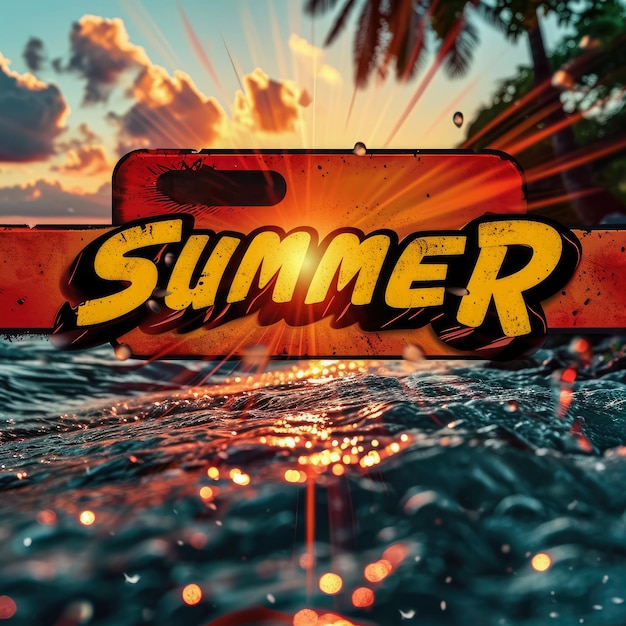 Text-Effekt Sommer-Wort-Summer-Design-Grafik-Stil-Logo-Banner