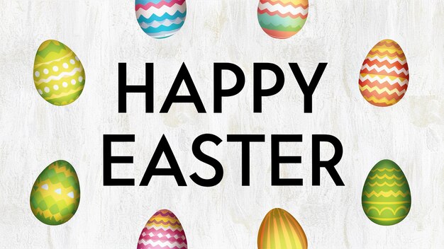 Text im flachen Stil Glückliches Ostern mit Ostereiern Illustration